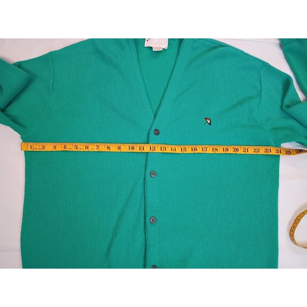 Vintage Arnold Palmer Grandpa Golf Knit Sweater USA X- Large Button Down Green